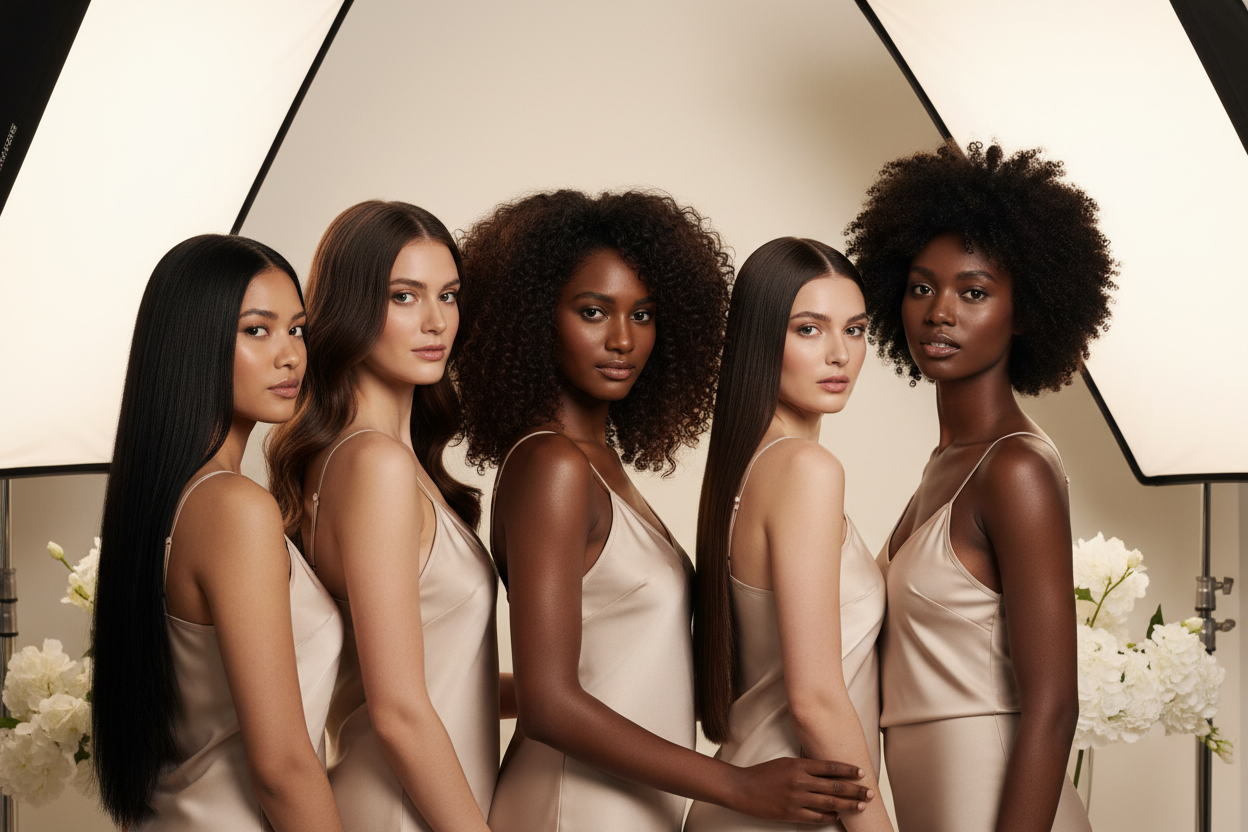 group of female models with beautiful hair